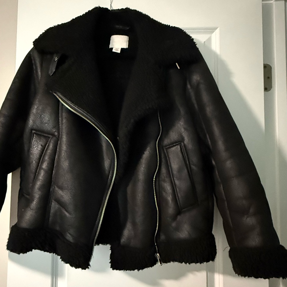 H&M Black Moto Jacket - Size XS